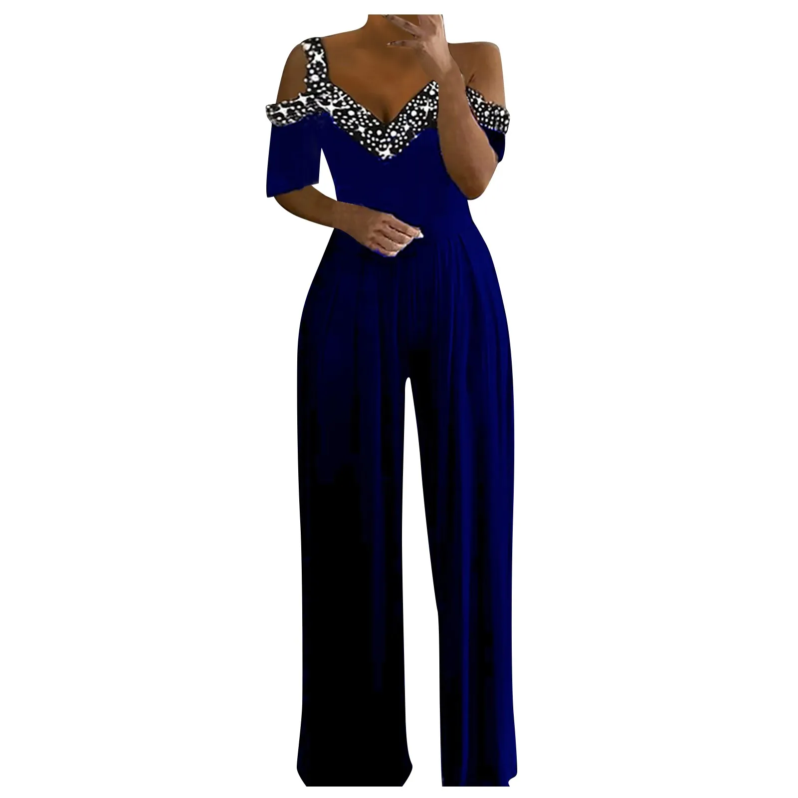 Jumpsuit Jumpsuit Met Lovertjes En Mouwloze Jumpsuit Met Wijde Pijpen Voor Dames Losse Broek Overall Jumpsuits Hoge Taille Lente Zomer