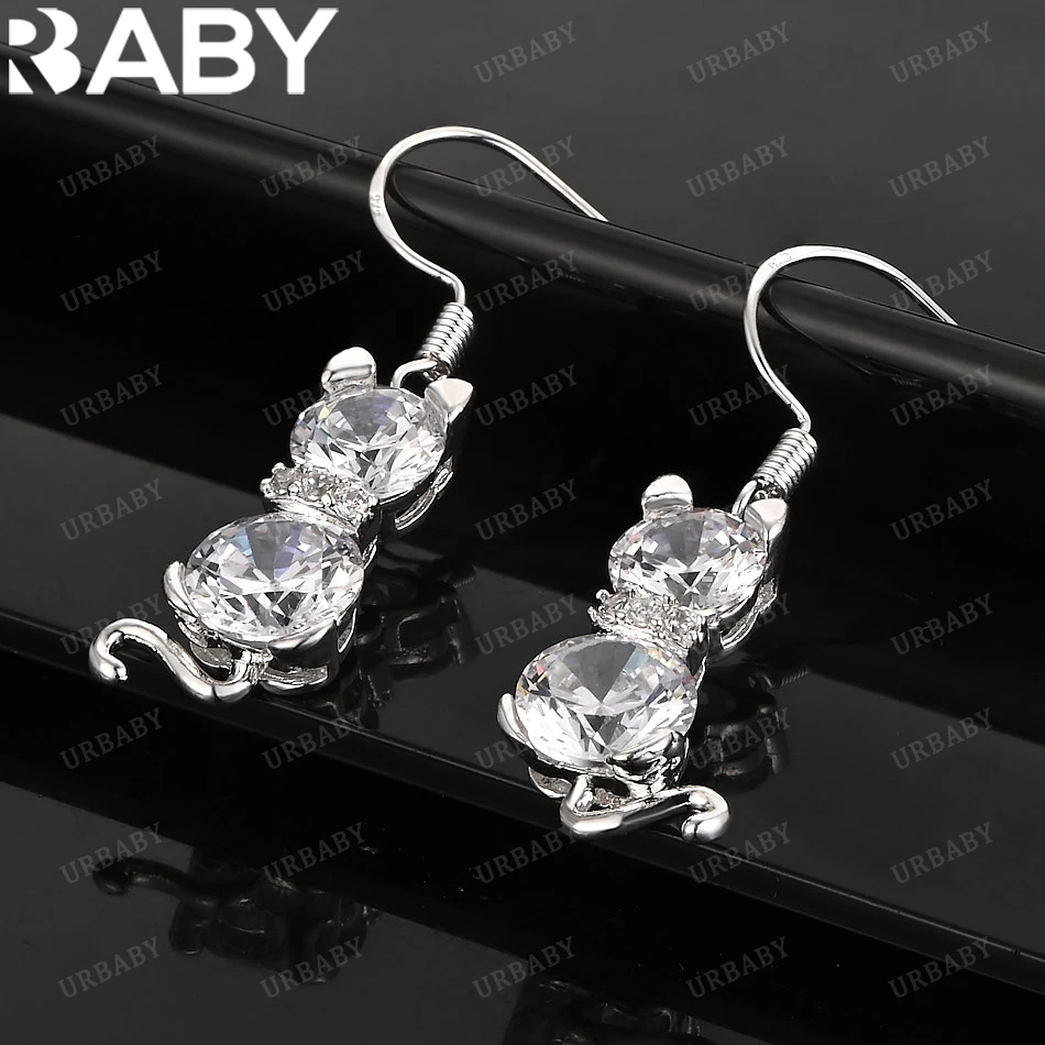 

URBABY 925 Sterling Silver Earrings Cat Drop Earrings For Women Jewelry Fashion Party and Daily Wear