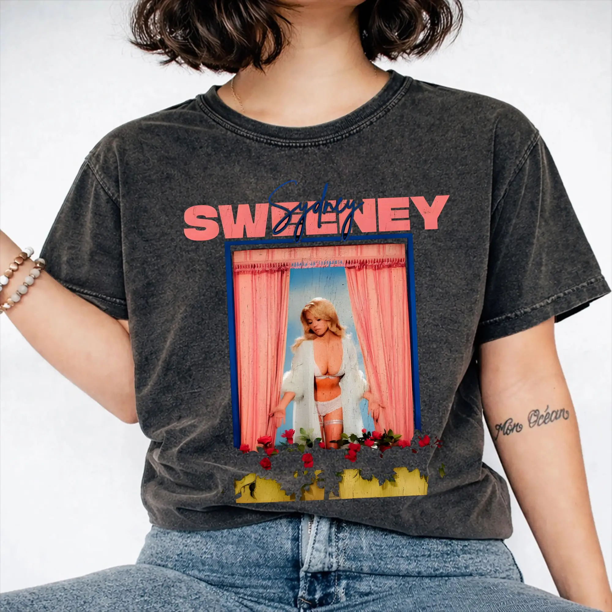 Cassie Howard Sydney Sweeney Accessories Washed T Shirts Men Women Streetwear Hip Hop T-Shirt Printed  Tees Cotton