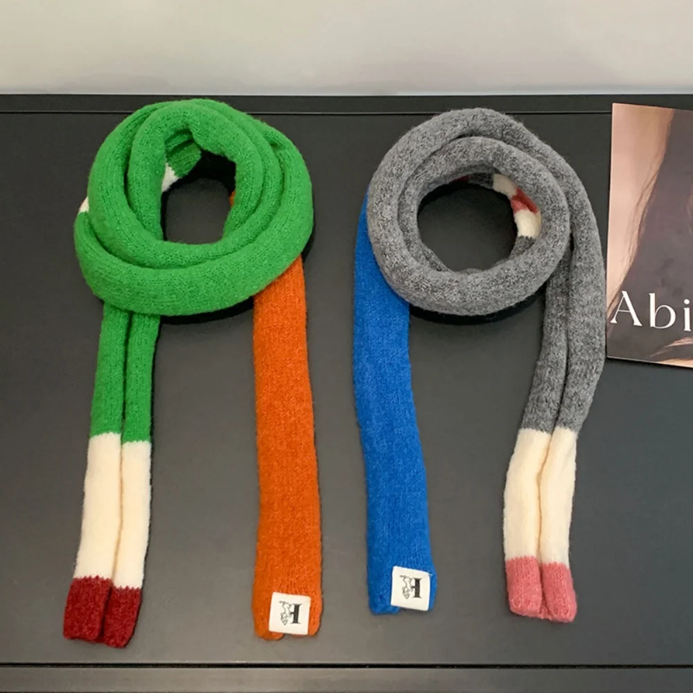 مخطط أفخم وشاح ضيق رقيقة الأوشحة الطويلة موضة الكورية معطف شتوي وشاح عادية الشارع منديل غير رسمي للرجال والنساء #5