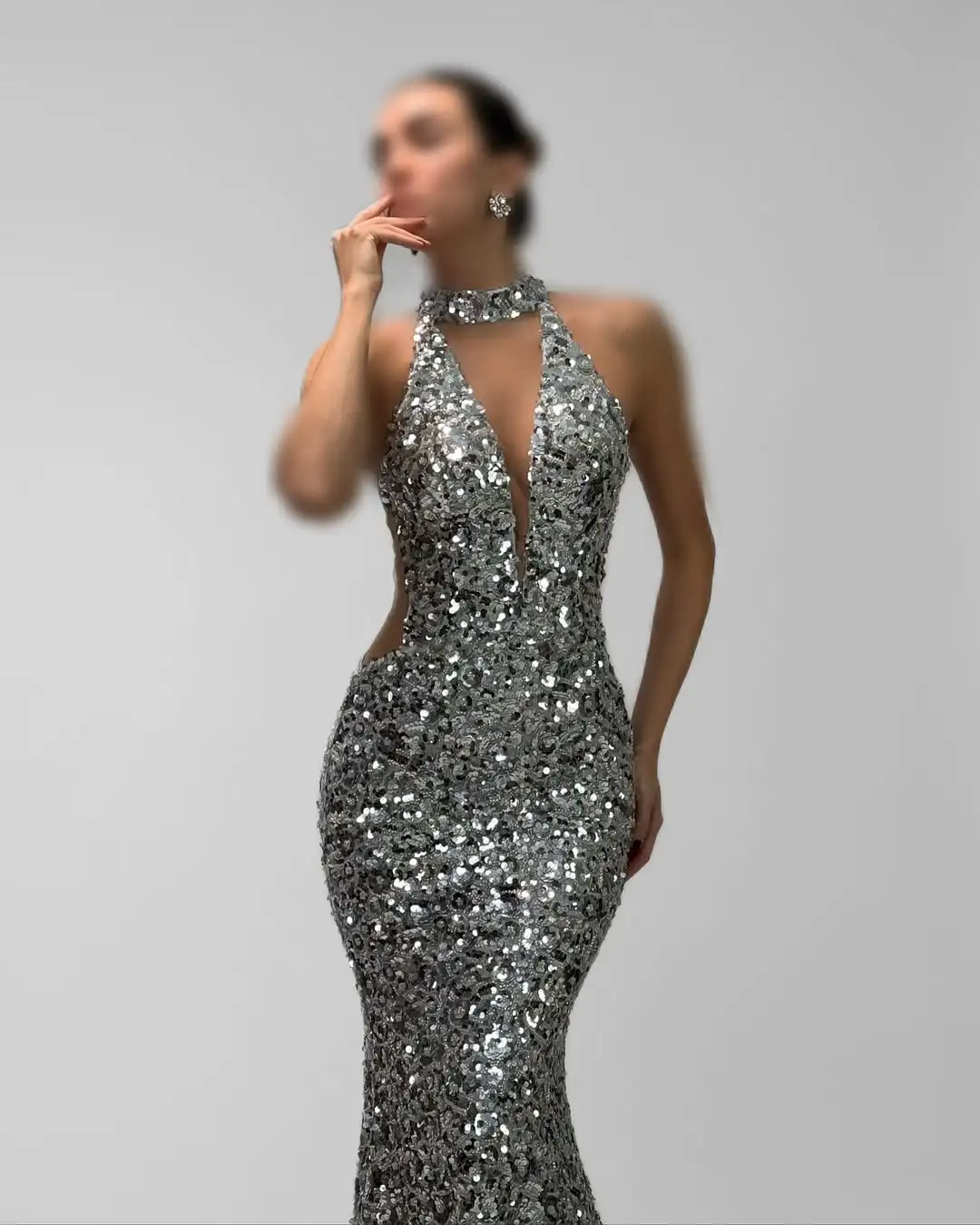

Ofherown Luxury Sequins Beaded Mermaid Evening Dresses Halter Deep-V Neck Prom Gowns Formal vestido de noche Customized