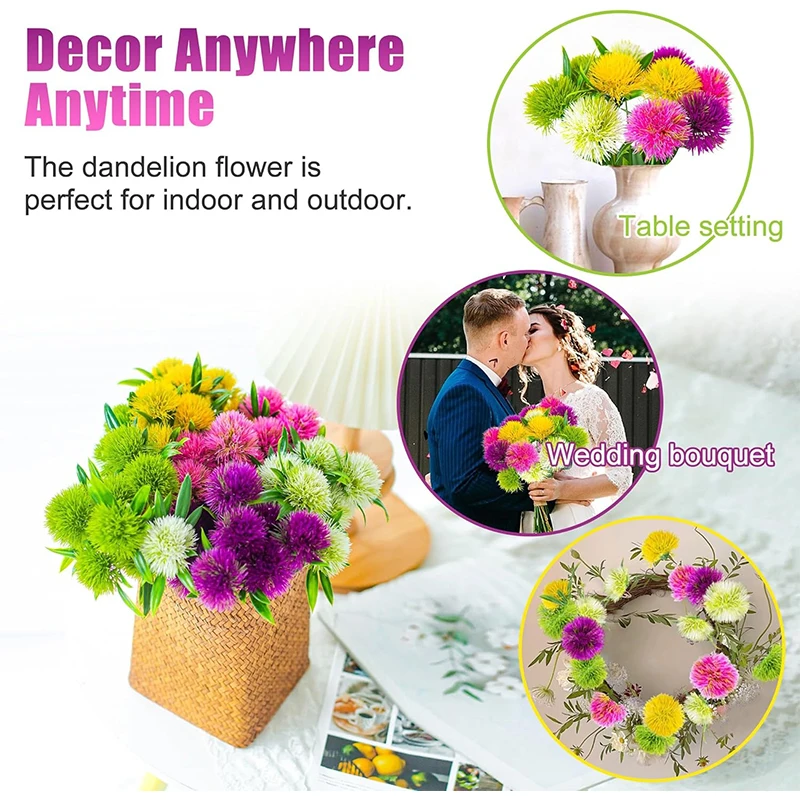 3/5/10 قطعة 26 سنتيمتر النباتات الاصطناعية باقة الهندباء للمنزل ديكور غرفة نوم حديقة الزفاف الديكور وهمية الزهور زهرية الزينة