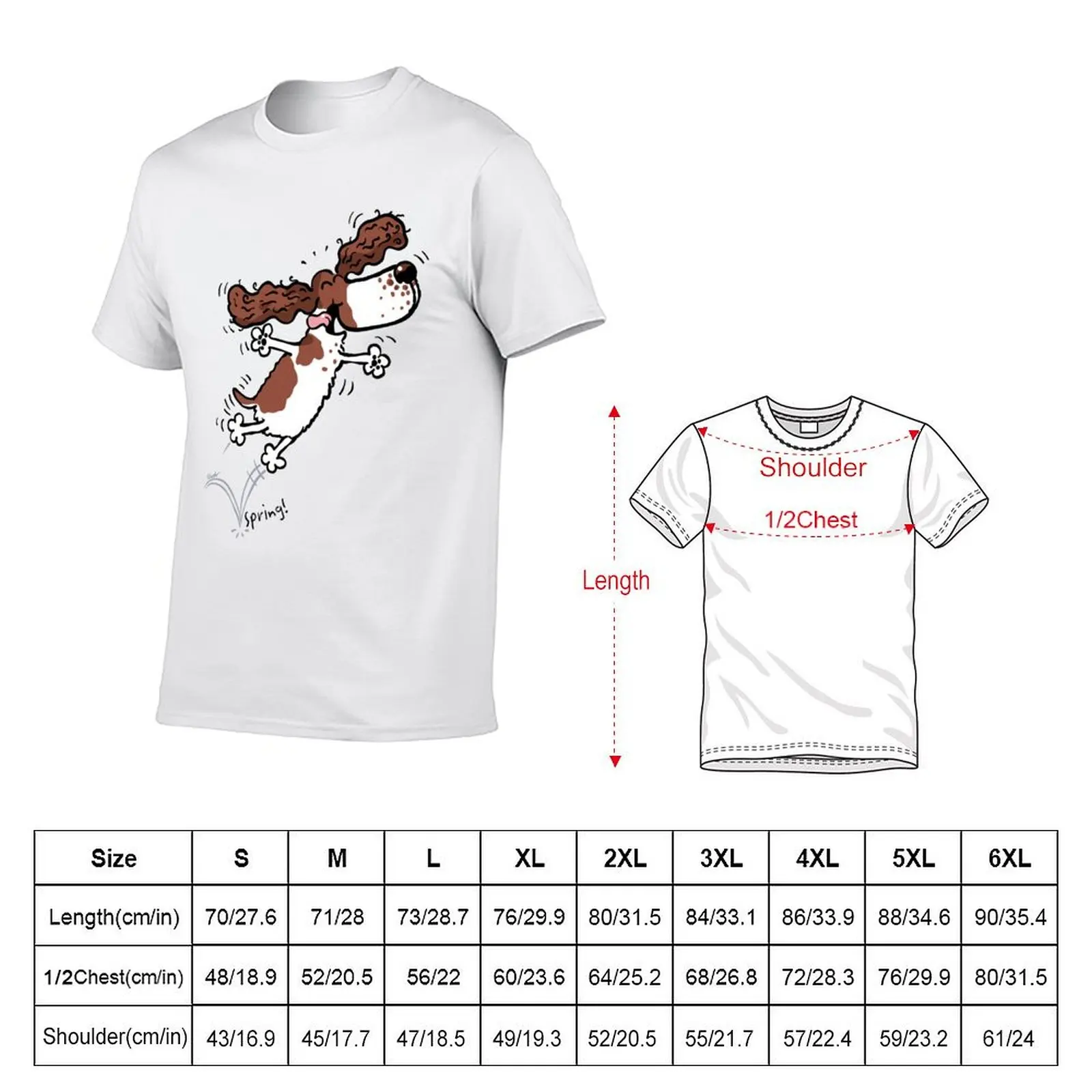 Springy Spaniel (brown) T-Shirt Large Size Loose Casual Tee