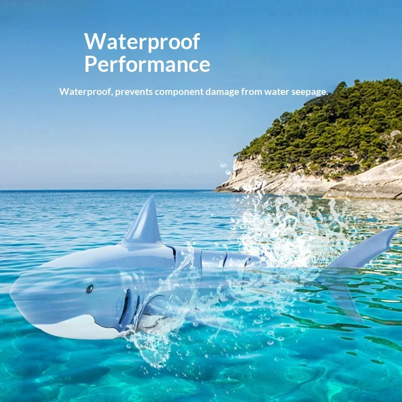Auto Swinging 4 Direction RC Boat Simulation Mechanical Shark Toy 2.4G Remote Control Waterproof for Outdoor Pool Summer Fun