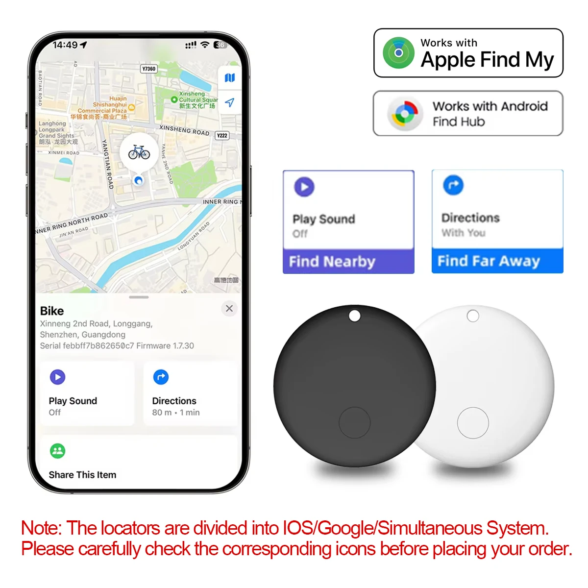 Mini Rastreador GPS Compatível com Apple Find My e Android, Localizador Inteligente Anti-Perda para Chaves, Carteira, Bolsa, Carro, Crianças e Animais de Estimação