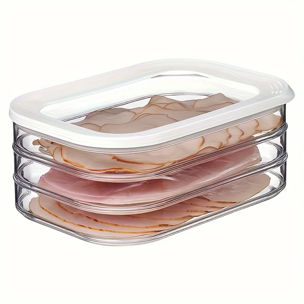 

3-Layer Leak-Proof Food Storage Set 1pc Airtight Seal for Deli Meats, Produce & Snacks - Ideal Kitchen Organization Solution