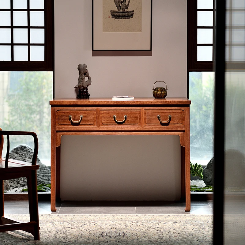 Mahogany furniture Burmese rosewood four-sided flat table small desk writing desk bedroom study table
