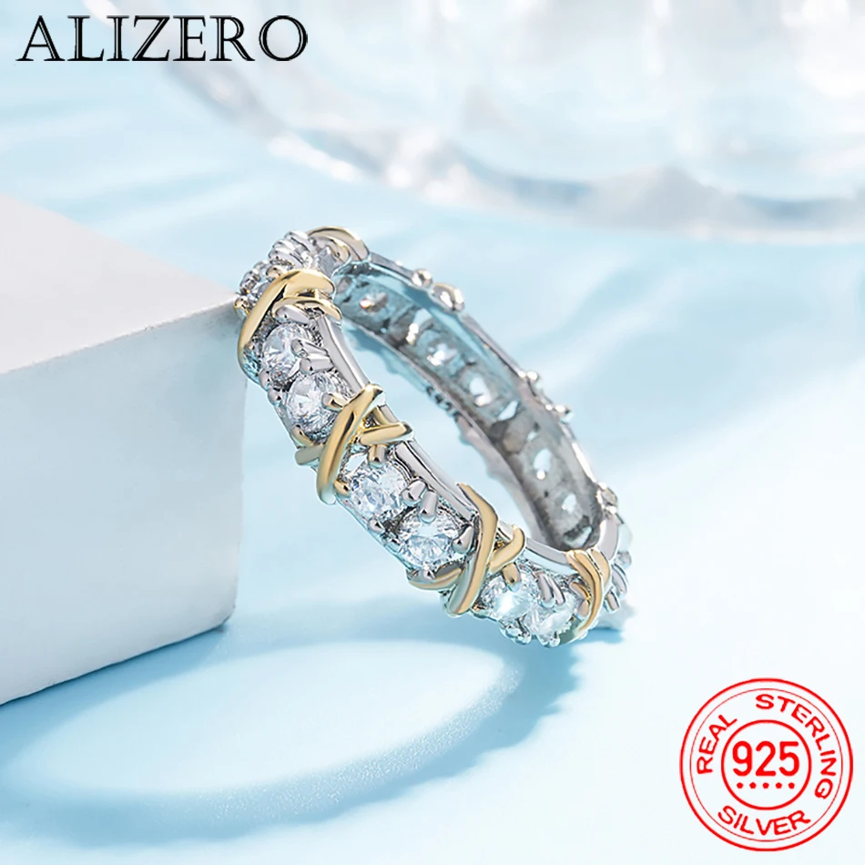 Luxury 925 Sterling Silver Ring Interlaced With AAA Zircon Crystal Ring For A Woman's Engagement Jewelry Gift