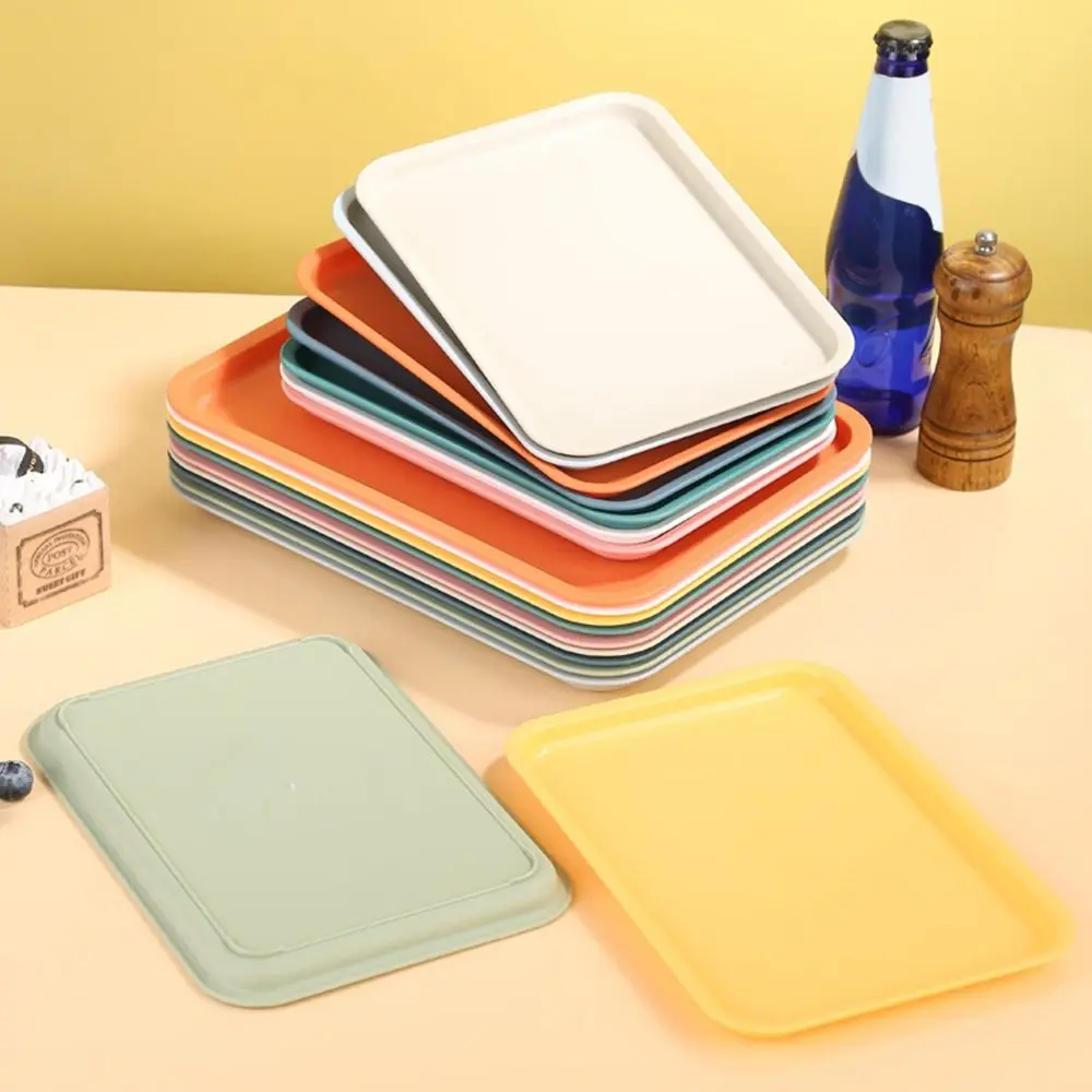 Multiple Colors Rectangular Tray Household Plastic Food Bread Pan Hotel Service Tray Dessert Pallet Kitchen Supplies