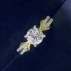Luomansi D VVS Moissanite Silver Ring 1 Carat 6.5MM with Certificate 100% - S925 Fine Women Jewelry Anniversary Gift