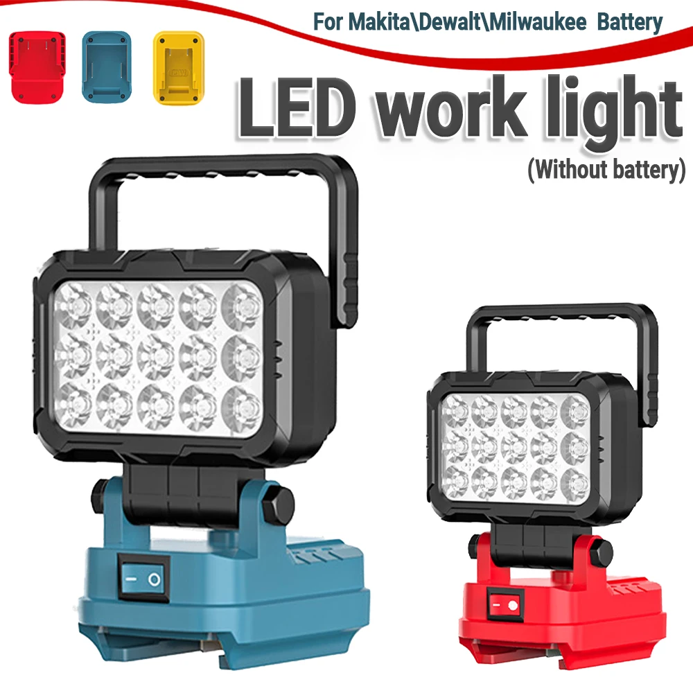 

Led Light Fit For Makita\Dewalt\Milwaukee Battery Portable Spotlight Cordless Outdoor Work Fishing Handheld Emergency Tool Light
