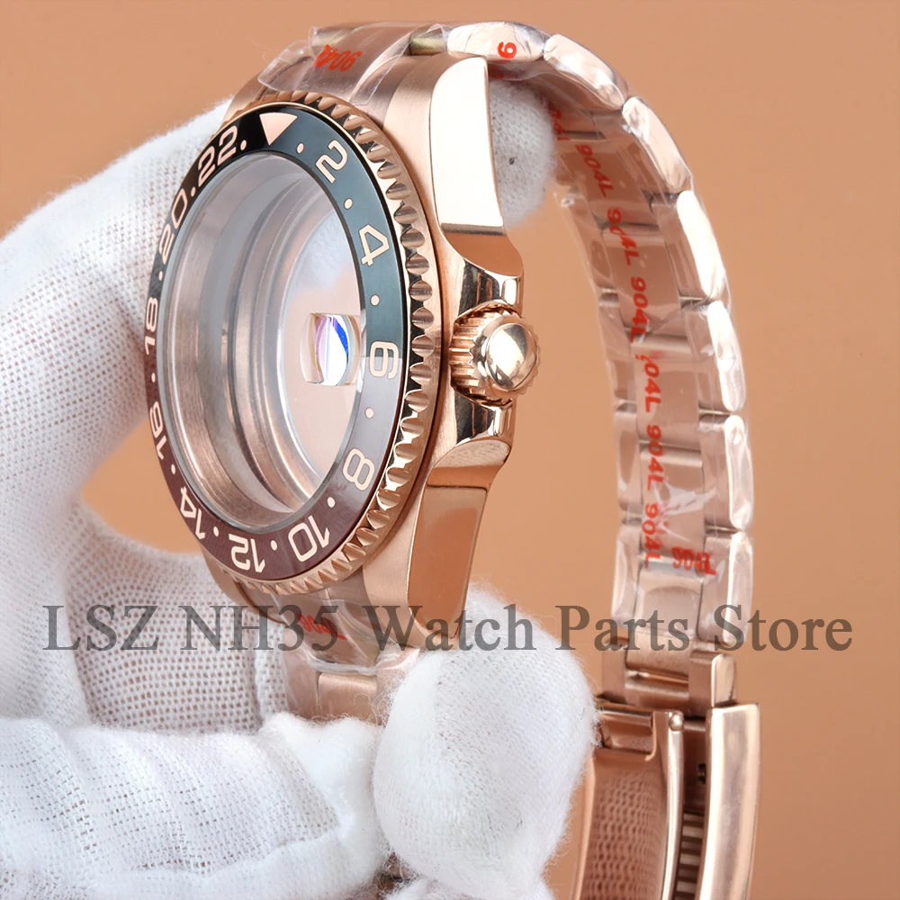 40mm NH35  Watch Case Rose Gold For Yacht-master SUB Seiko NH34 NH35 NH36 NH38 Movement Stainless Steel Oyster Strap NH35 Case