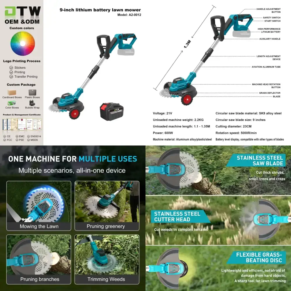 

DTWA3-0012 Popular Cordless Weed Wacker Power Grass Trimmer Battery Powered Lawn Edger Adjustable Height Electric Mower
