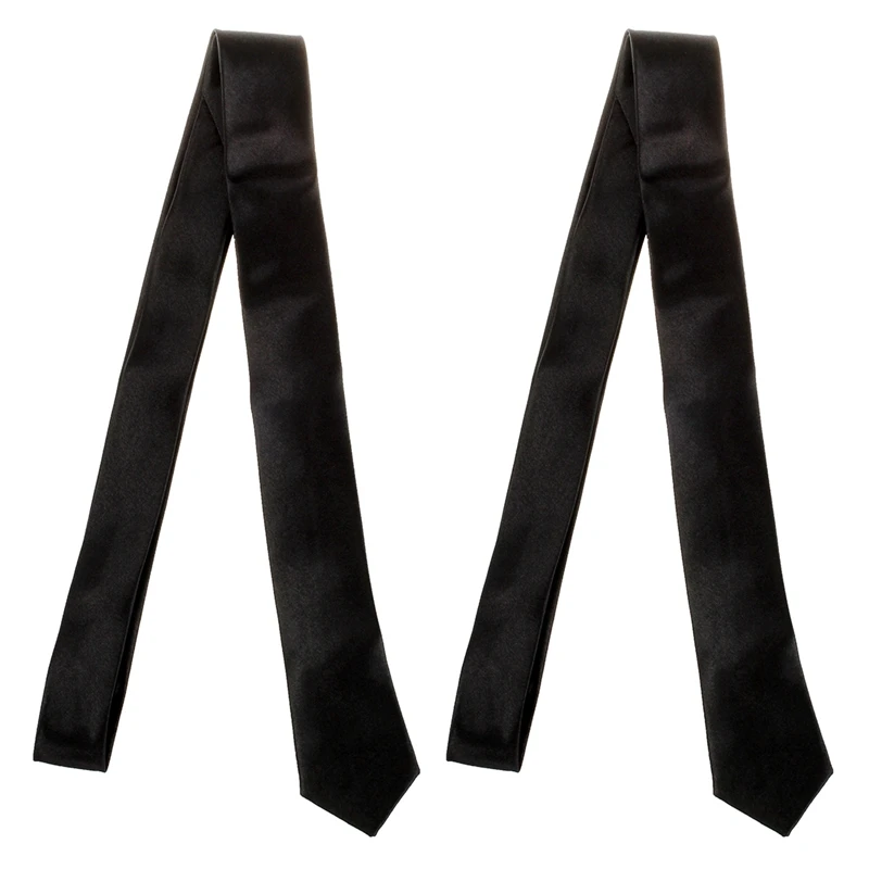 

NEW-2X Unisex Casual Necktie Skinny Slim Narrow Neck Tie - Black