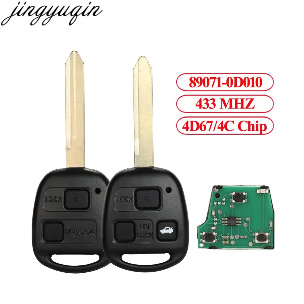 Jingyuqin Remote Car Alarm Key Fob CE0165 433MHz 4D67/4C Chip For Toyota Corolla 2002-2004 Avensis Yaris 2000-2002 89071-0D010