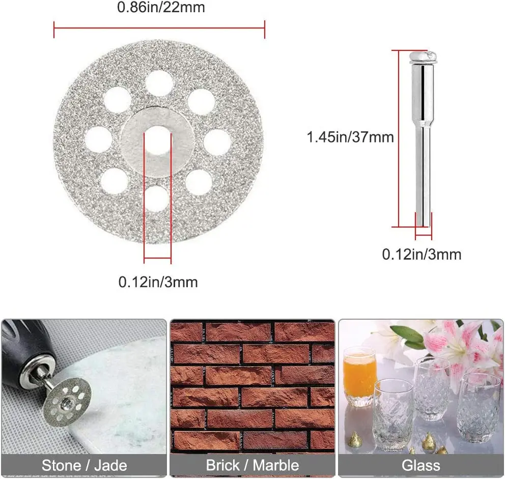 Diamond Cutting Wheel Set, Rotary Tool, Cutter Kit with Mandrels, Resin Cutoff Disc, Combo Cutter Kit, Circular Saw Blades