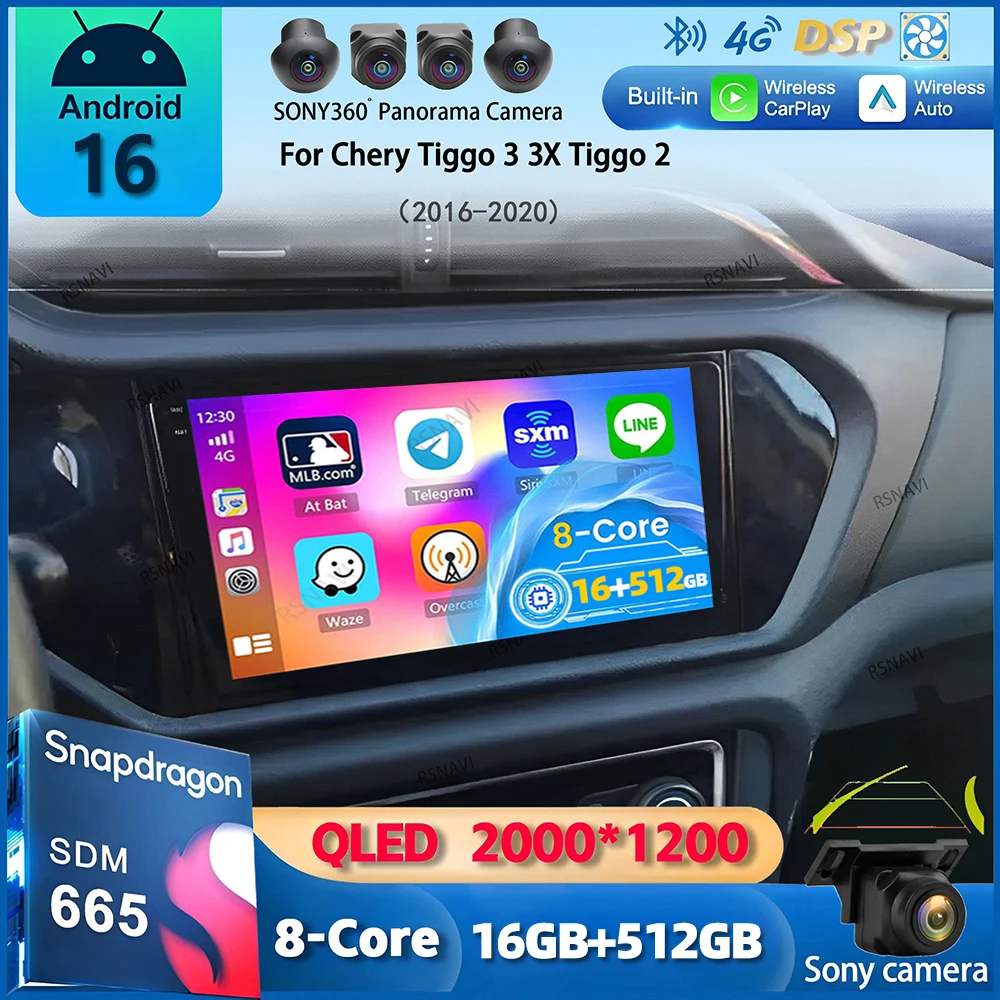 Android 16 Carplay For Chery Tiggo 3 3X Tiggo 2 2016-2020 Car Radio Multimedia Video Player GPS Navigation Stereo 2din DVD Audio