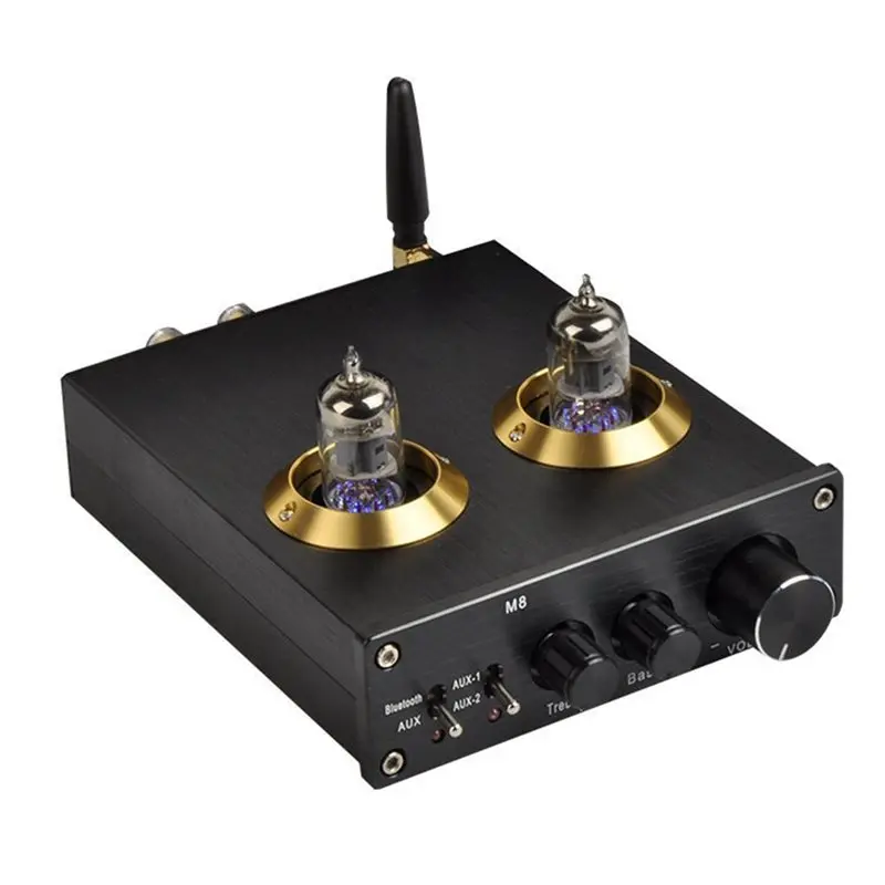 

A37T-M8 Mini Turntable Preamp Hifi Stereo Audio Vacuum Tube Preamplifier Desktop AUX Preamp 6J1 Tubes