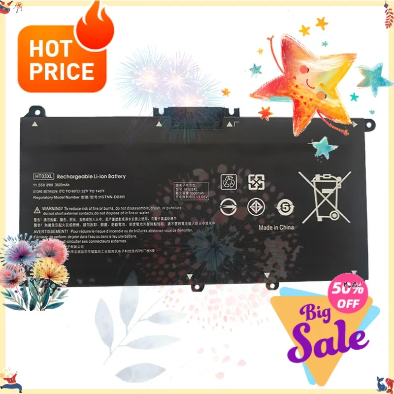 SWZY 3600mah HT03XL Laptop Battery for HP Laptop TPN-Q207 TPN-Q208 TPN-Q209 TPN-C135 TPN-C136 TPN-I130 I131 Bateria Notebook