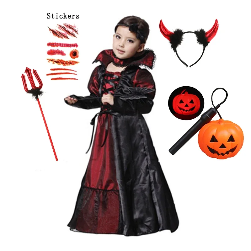 Kinder Gothic Geisterbraut Vampir Kostüm Jungen Mädchen Halloween Tag der Toten Karneval Cosplay Party Outfit – Detail 2