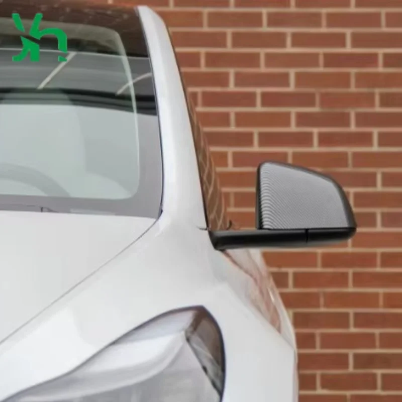 マットカーボンファイバーミラーカバーセット2個、2019年以降のテスラモデルY外装アクセサリーに適合
