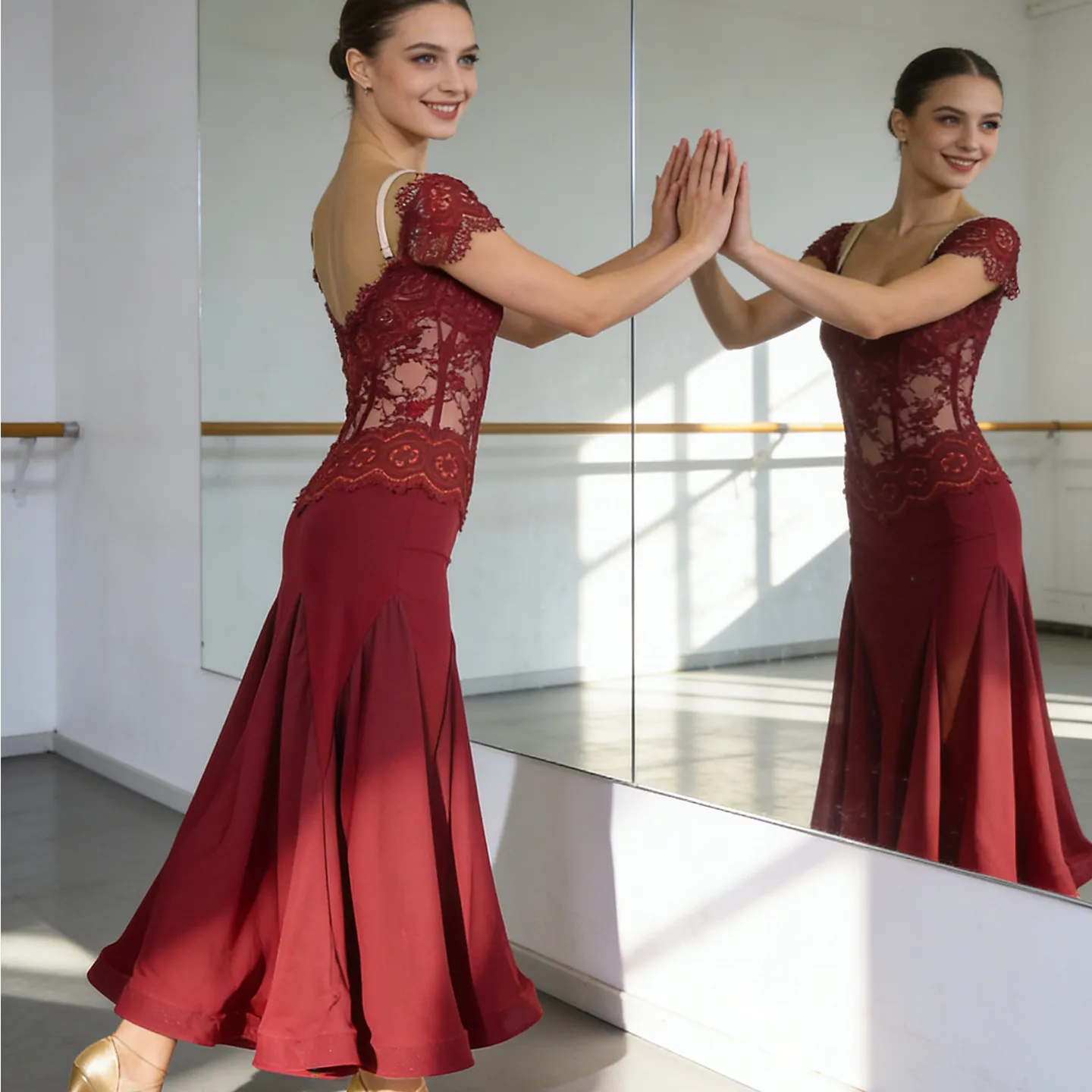 

Modern Dancing Costume New Lace Standard Leotard Practice Skirt Ballroom Dancewear Competition High-End Professional Dance Dress