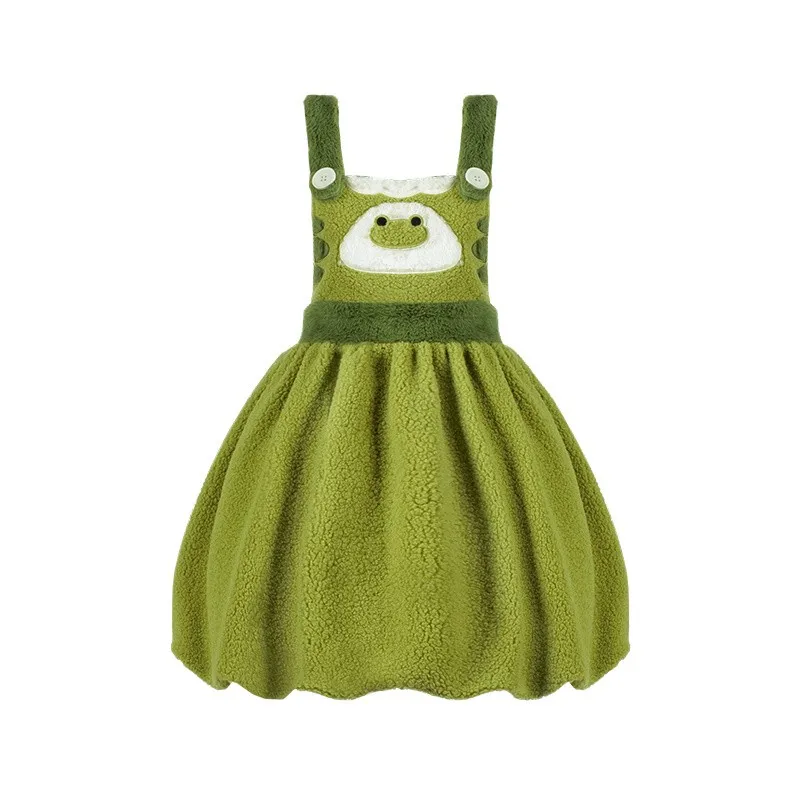 Kawaii Frog Lolita Girls Jsk Dress Sleeveless Knee Length  Plush Pod Dress Woman Autumn Winter Lolita Costume