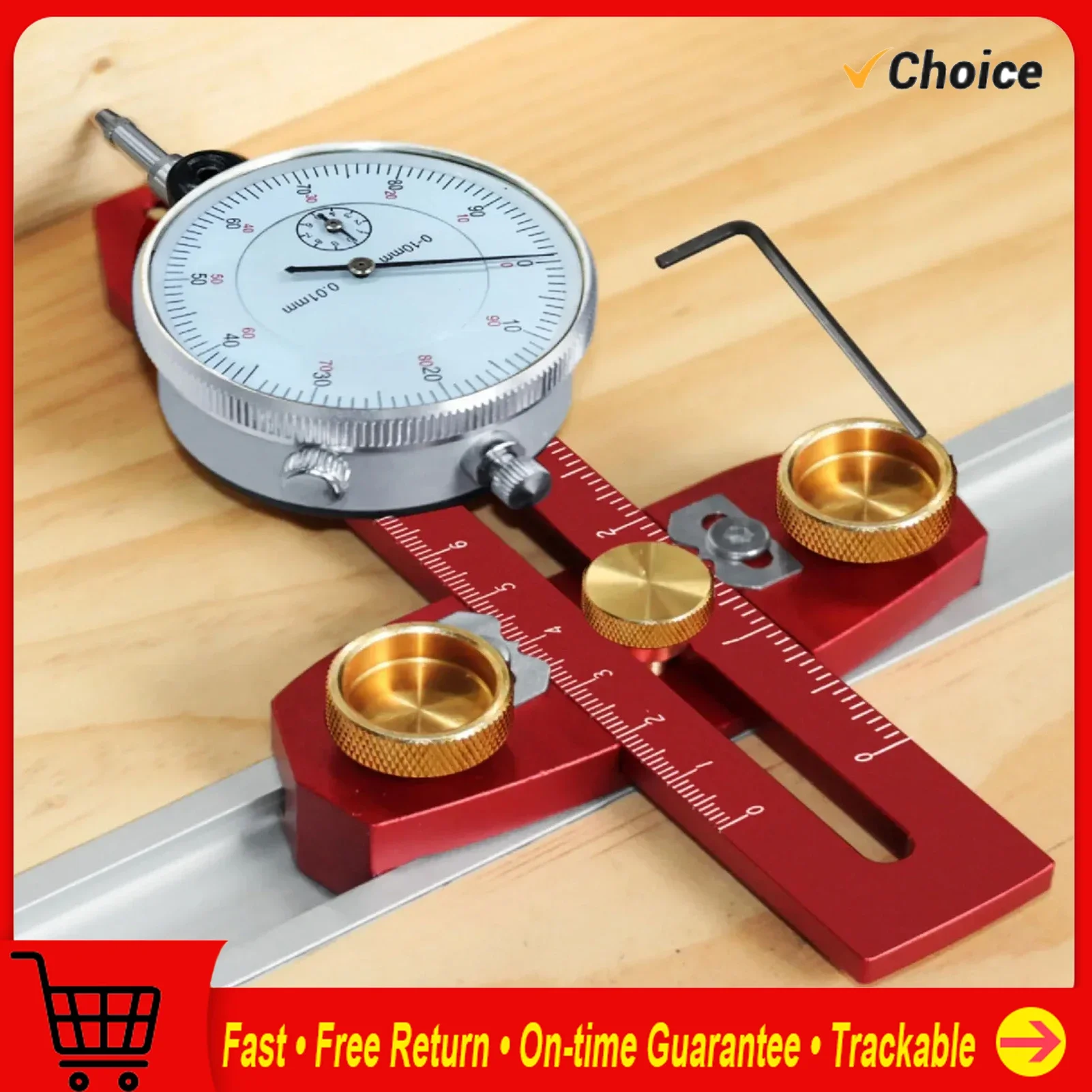 

Table Saw Alignment Gauge 0-10mm Indicator High Accuracy Saw Bench Calibration Locator 0-120mm for 3/8 X 3/4 inch T Slot Track