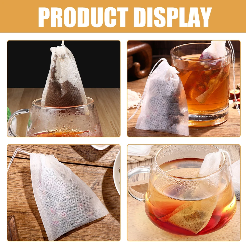 

100Pcs Bag Filter 12x14 Disposable Drawstring Sachet Infuser Strainer Loose Leaf Tea Coffee Herbs Spices Kitchen Bar Tea Filter