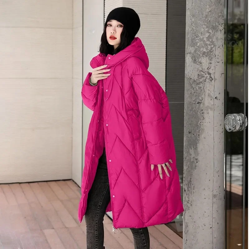 Übergroße verdickte Daunen-Baumwolljacke für Damen, Winter, neuer Retro-Kapuzenmantel im chinesischen Stil, weibliche Baumwolle, warmer Parker-Mantel