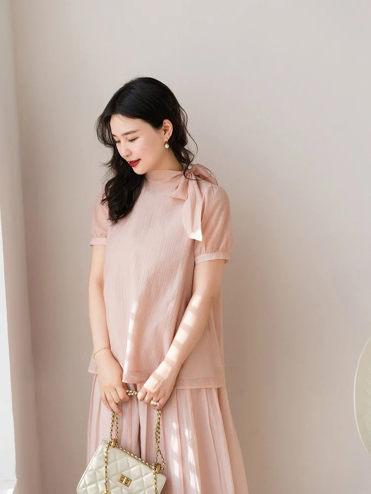 

Apipedr Casual Cloud Cotton ort Sve Top Versatile Summer irt Drunken Peach Skin-friendly Breathable Women's Faion