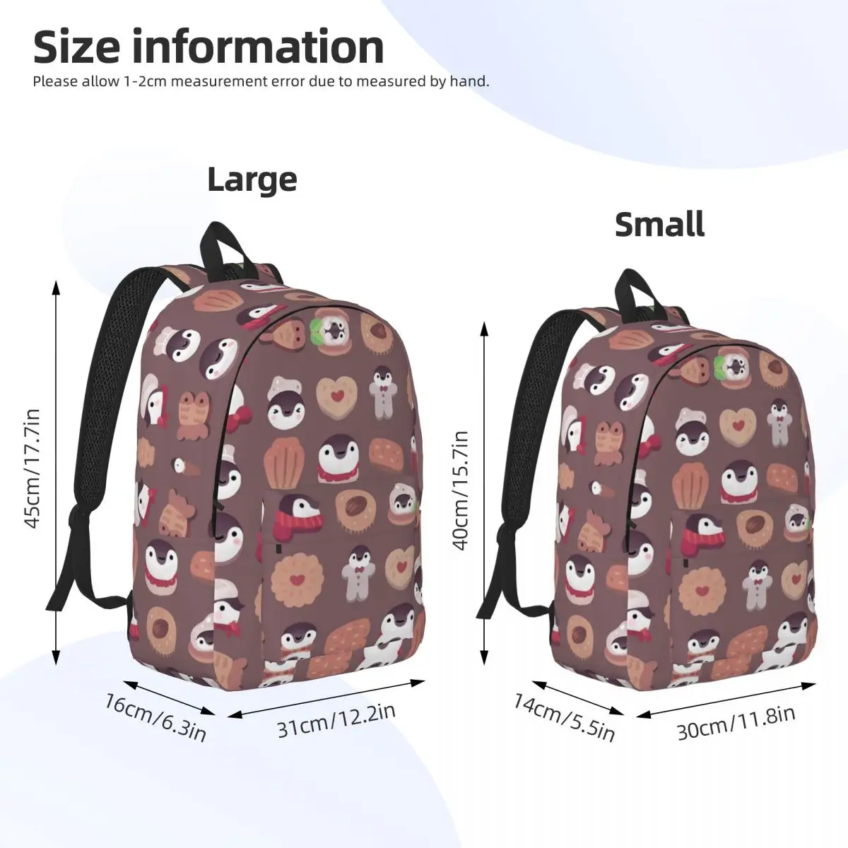 Ransel Cookie Penguin tas punggung pelajar sekolah menengah pertama musim dingin salju lucu tas buku hewan Kawaii hadiah Daypack Pria Wanita