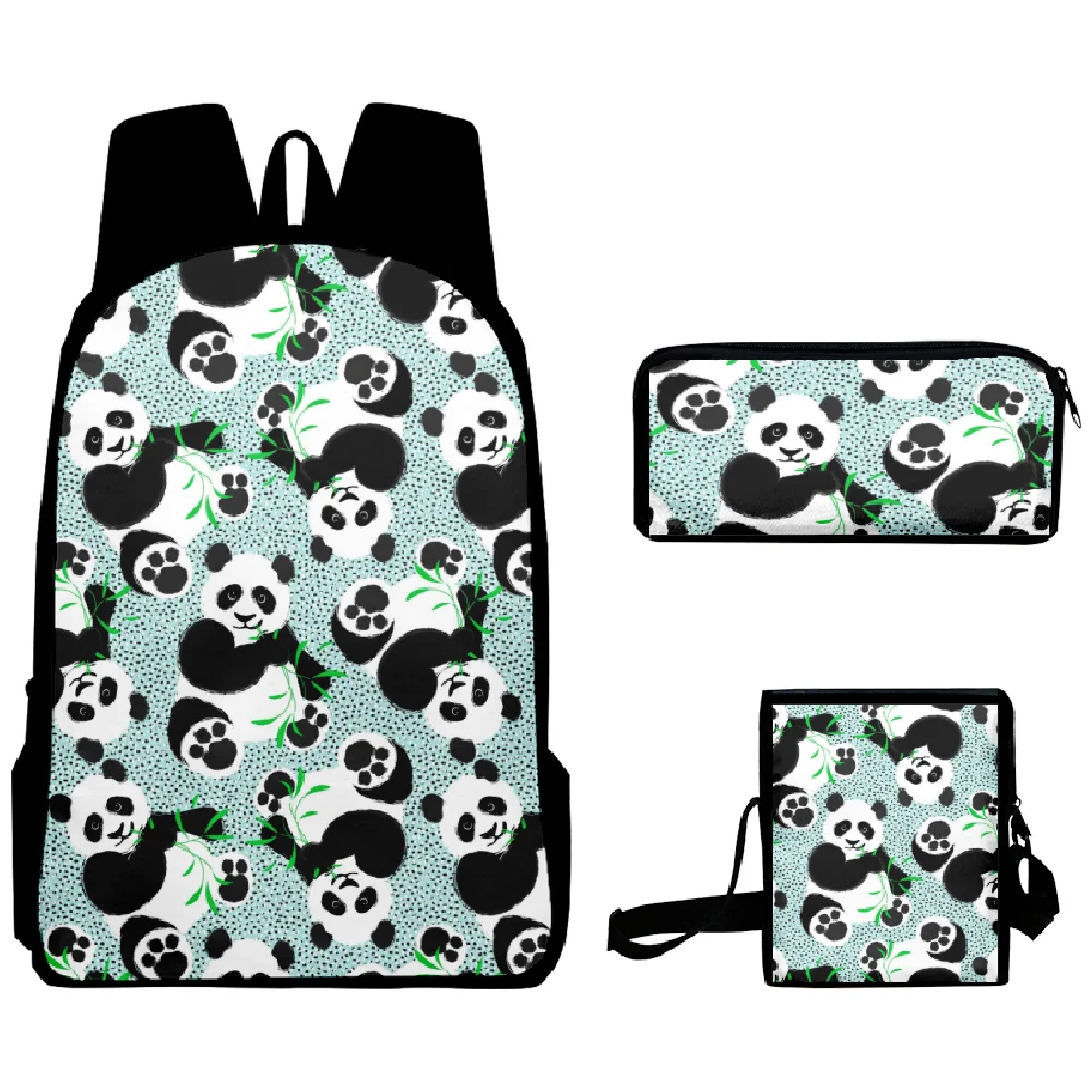 3pcs/Set Cute Panda Backpack Bags Children Boys Girls Oxford Waterproof Laptop Bag Teenager Students Schoolbag