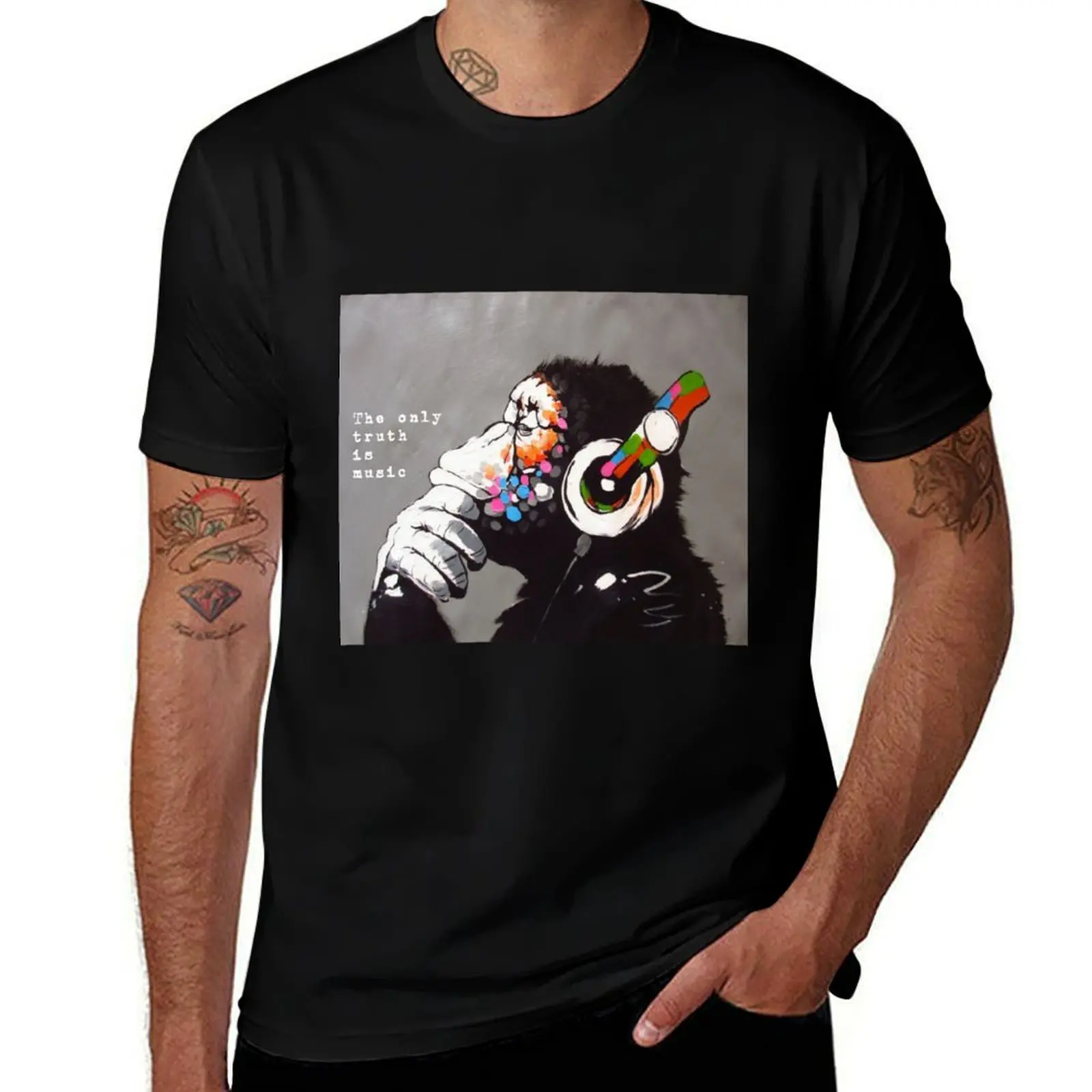 The Only Truth Is Music - T-shirt avec citation d'art et de musique de Banksy, t-shirt basique pour tenue de tous les jours