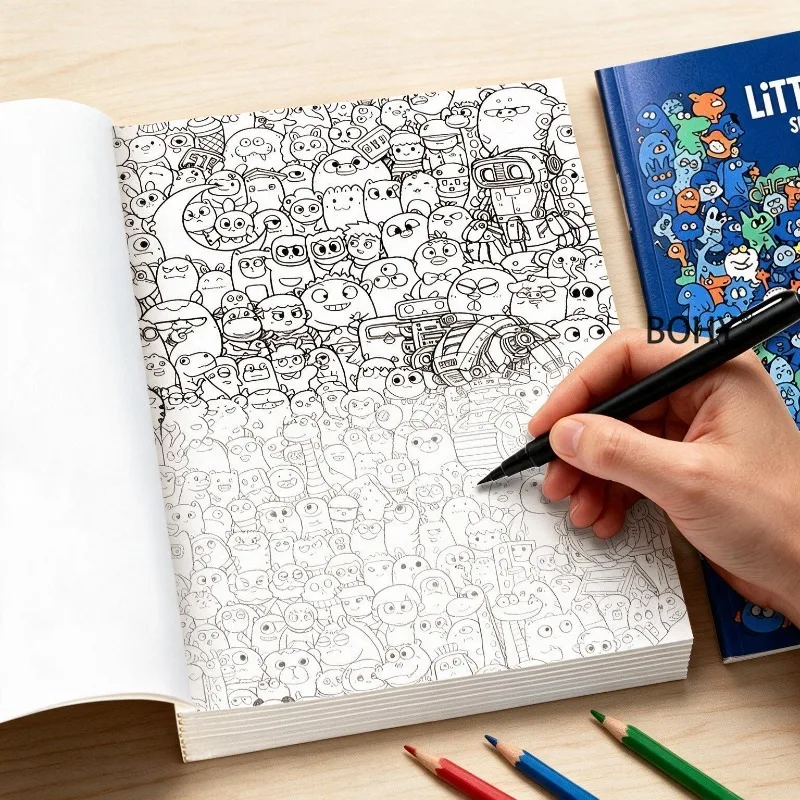 1 Intensive Monster Coloring Brochure, Containing Monster Robot Animal Dense Graffiti Line Draft Patterns, Totaling 22 Pages