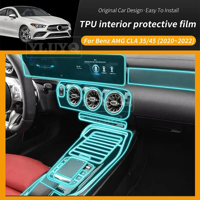 

For Mercedes-Benz CLA 35_45 AMG 20-22 C118 Car Interior Center Console Transparent TPU Protective Film Anti-scratch Repair Film