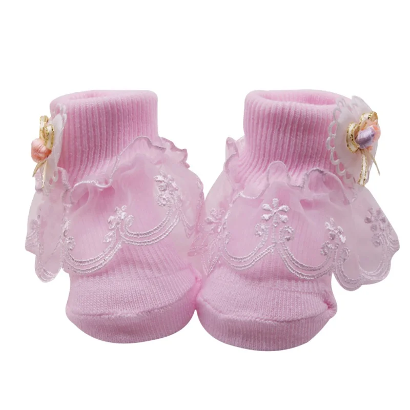 1 Pair Baby Girl Cute Socks Cotton Lace Bow Floral Print Socks Princess Party Toddler Children Socks