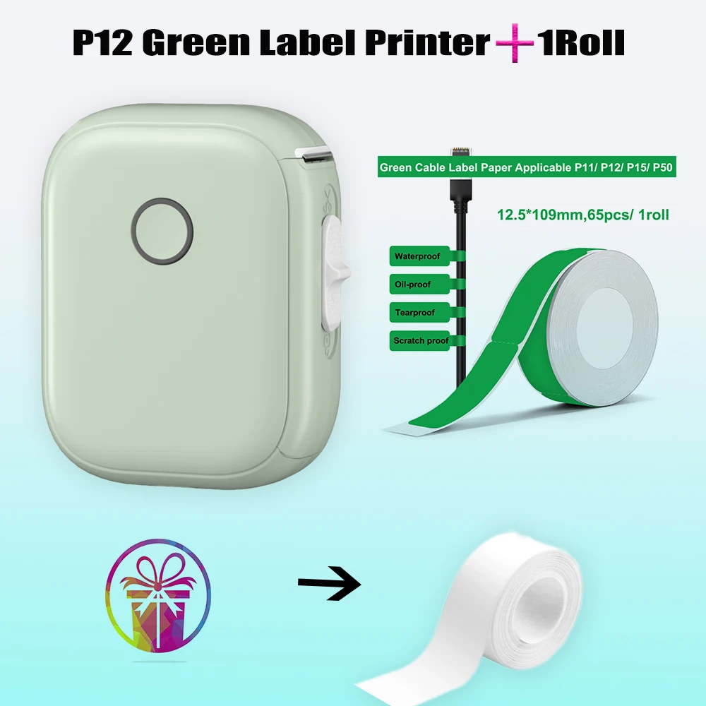 Tiny P12 Bluetooth Label Printer Compact & Versatile Ideal for On-the-Go Labeling Tasks Connecting via Bluetooth to Marklife APP