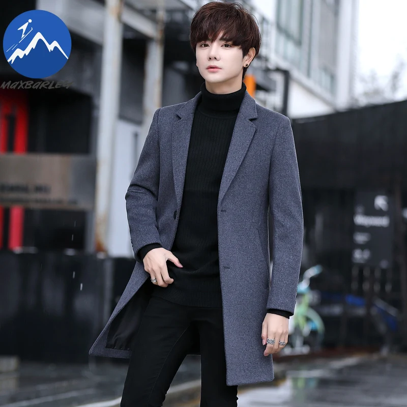 Maxbarley Mens Wool Jacket Fashion Single Breasted Working Warm Trench Coat Hiking Breathable Thickened Windproof Outerwear