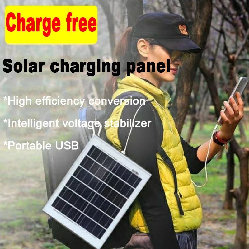 USB Solar Panel Outdoor 6W 6V Portable Solar Charger Pane Climbing Fast Charger Polysilicon Travel DIY Solar Charger Generator