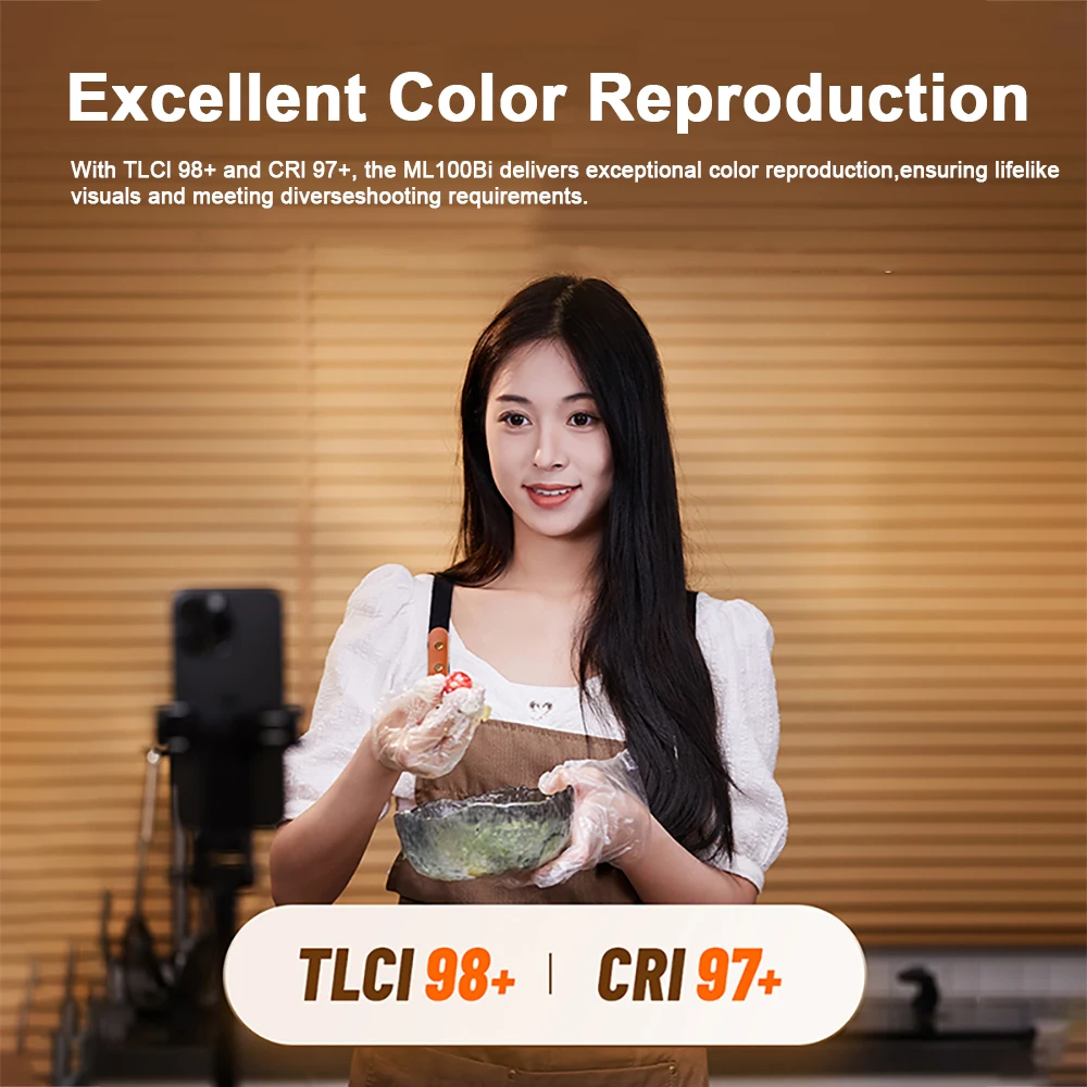 Godox ML100Bi Bi-Color LED Video Light 2800-6500K 120W App Control Portable Selfie Lights for Outdoor Shooting Llive Streaming
