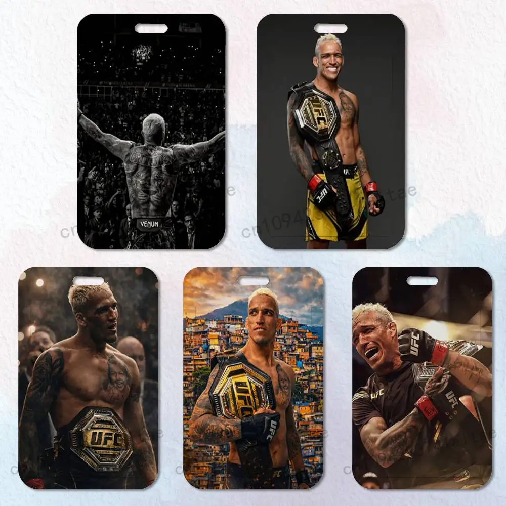 C-Charles U-Ufc Oliveira Card Holder Durable With Carabiner Name Tag Vertical ID Badge Holders Credentials Protection