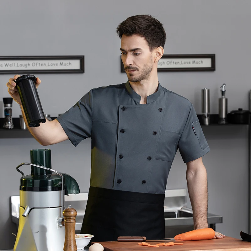 Vêtements de travail de chef professionnel, veste de cuisinier, uniforme de cuisine de restaurant, salopette Chamonix, chemise de cuisine d'été, 73 Combb