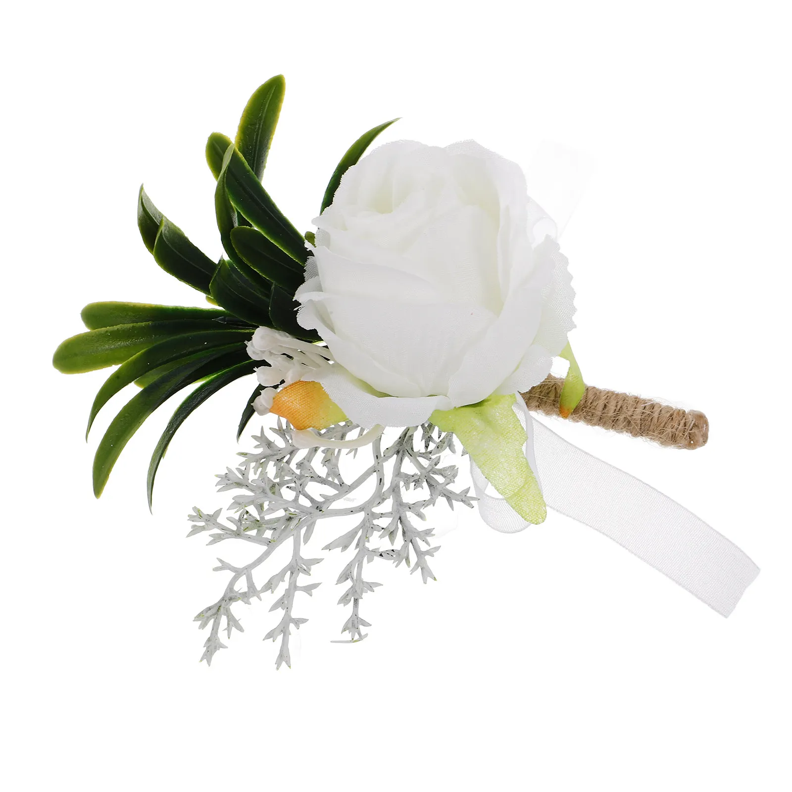 Elegant Artificial Flower Chest Pin Groom Boutonniere Wedding Party Accessory Simulated Flower Lapel Pin for Groomsmen