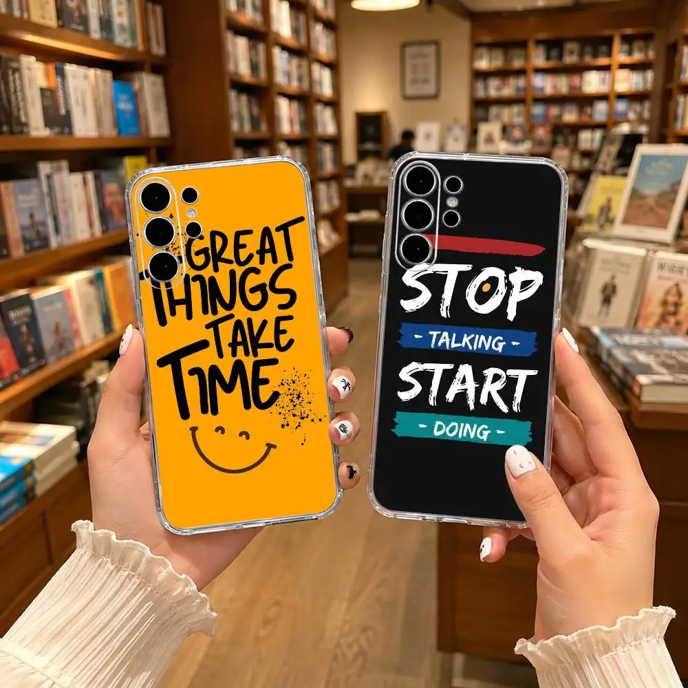 Warm-power-slogan Phone Case For Samsung S25,S24,S21,S22,S21,S20,S10,S9Ultra,Plus,Fe,Lite Transparent Cover