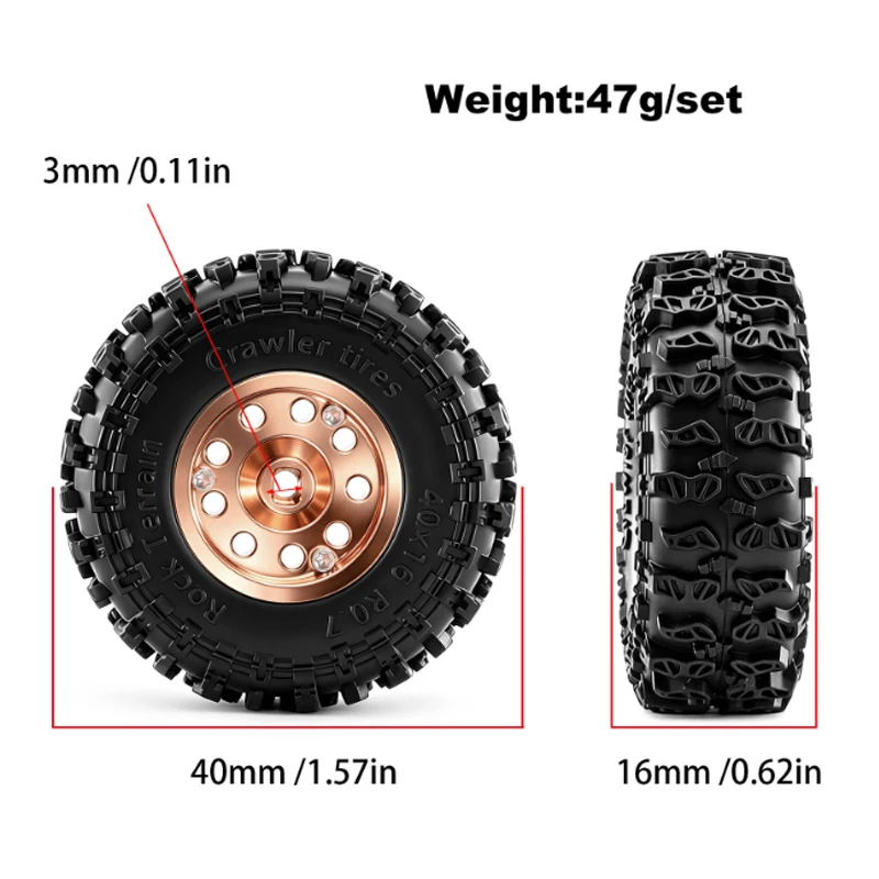 1/30 Axial SCX30 0.7 Inch RC Wheels and Tires Compatible with Ford Mustang Jeep Wrangler K10 Crawler