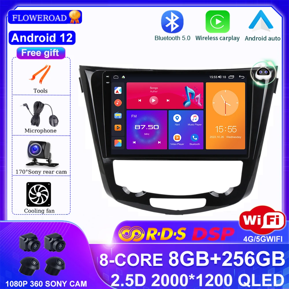 

Android 13 For Nissan X-Trail xtrail X Trail 3 T32 2013 - 2017 Qashqai 2 J11 Car Radio Player Navigation carplay android auto BT