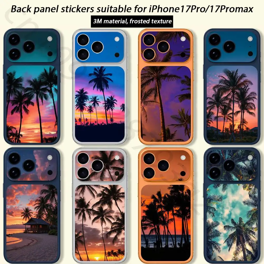 

Coconut Palm Tree For iPhone 17 pro Max /17 pro Full Cover Decal Skin Wrap 3D Colorful Rear Protective Sticker Film