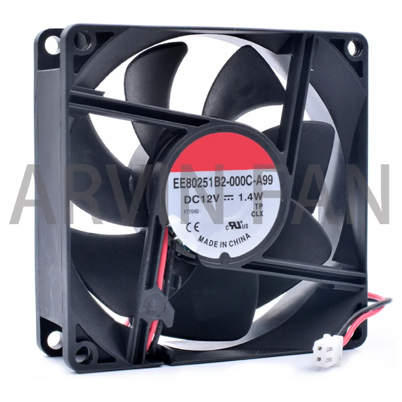 Tout nouveau EE80251B2-000C-A99 original 8cm 8025 80mm 80x80x25mm 12V 1.4W 2 ligne double roulement à billes ventilateur de refroidissement