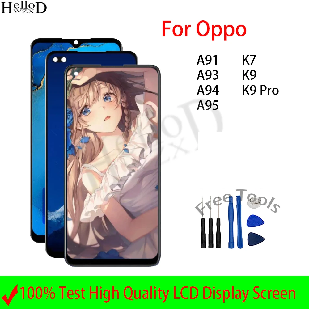 Original For Oppo K7 K9 K9 Pro LCD Display For Oppo A91 A93 A94 A95 LCD Display Touch Screen Digitizer Assembly Replacement